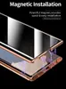 Magnetisk Adsorption ShockoProof Metal Bumper Case Anti Spy Privacy Tempered Glass Skärmskydd för Samsung Galaxy Note 20 Ultra / Note 20