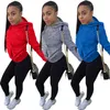 Mulheres Tracksuit Hooded 2 Parte Set Manga Longa Hoodies + Leggings Fall Winter Roupa Esportes Jogger Terno Plus Size Sportswear 3948