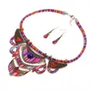 Popular retro étnica tribal jóias pano padrão brincos de duas peças conjunto acessórios mulheres