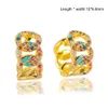 Isang vente chaude couleur arc-en-ciel CZ pierre boucle d'oreille en or 18 carats haute qualité zircon cubique diamant boucle d'oreille avec boîte à bijoux