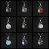 Womens Swan Necklace Silver Stone Crystal Pendant Chakra GemStone Reiki Healing Animal Pendants Jewelry for Girls