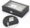 Uhrenboxen Fälle 6/10/12 Slot Leder Box Display Hülle Organizer Glasschmuck Aufbewahrung für Männer Frauen Metallschnalle Black11