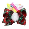 7Inch Christmas Hairpin Kids Girls Bows Hair Clip JoJo Bowknot PLAID Hårstift med Pompoms Bobby Pin Barrettes Xmas Party Hair Cl2237453