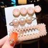 1Set Korean Fashion Pearl Hairpins Barnflickor Eleganta Hårklipp Pin Barettes Tillbehör Huvudbonad Huvudbonader