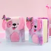 Cartoon Dog Plushs Notebooks Sequins Rainbow Color Bow Notepads Floppy Ears Lovely Small Portable Child Notebook 7 8SM G2