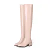 Boots 2021 Plus Big Size 31-45 Stretch Leather Black Apricot Red White Zip Sexy Over The Knee Thigh High Winter Women Boot X16881