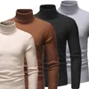 Pulls pour hommes Hommes Hiver Chaud Couleur Solide Base Chemise Thermique Col Haut Col Roulé Pull De Mode Stretch Qualité Pull