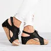 Lace Up Frauen Sandalen Plattform Sandalen Keile Schuhe Für Frauen Heels Alias Mujer Sommer Schuhe PU Leder Keilabsatz