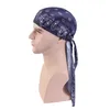 Silky Durag voor Mannen Paisley Patroon Print Bandana Cap Hip Hop Hoofddeksels Ademend Doo Rag Pruiken Piraat Hoed Haaraccessoires