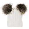 Chapeau d'hiver de mode mignon bébé bébé Pom Cap Double boule de fourrure chaud tricoté bonnets nés Gorro1