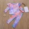 Baby Tie Dye Clothing Sets Lange Mouw Top + Broek 2pcs / Set Boutique Girls Breien Outfits M2567