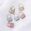 Fashion Gold Plated Bling CZ Lock Hoops Earrings for Girls Women Hip Hop Jewlery Nice Gift for Friend95533496404074