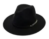 5pcs Fashion TOP hats for men women Elegant fashion Solid felt Fedora Hat Band Wide Flat Brim Jazz Hats Stylish Trilby Panama Ca2774546