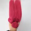 Extensions Hot Pink Fuchsia Human Hair Weaves Brasilian Straight Virgin 100Gram/Piece