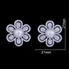 Stud Godki 21mm Flower Imitation Pearl Full Micro Cubic Zirconia Pave Women Bridal Engagement Earring smycken Addiction1037983