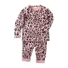 Kids Pajamas Set Leopard Girls Tops Pants 2pcs Sets Long Sleeve Boy Sleepwear Outfits High Waist Toddler Nightwear Homewear 4 Designs DW5691