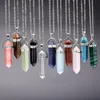 Chaînes en argent Colliers Jade Améthyste Turquoise Topaze Rose Quartz Cristal de guérison Pierre naturelle Pendentif Colliers