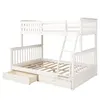 US STOCK Twin Over Full Bunk Bed Furniture with Ladders Two Storage Drawers White Bedroom Furniture For Kids Adult LP000065KAA