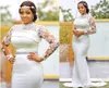 2020 Plus Size Arabic Aso Ebi Cheap Lace Mermaid Wedding Dresses Long Sleeves Bridal Dresses High Neck Wedding Gowns ZJ023