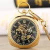 Antique Mechanical Hand-Winding Pocket Watch Luxury Roman Numerals Display Pocket Pendant Clock with Fob Chain New Arrival 2019 CX3039