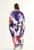 Kvinnors landningsbanor V Neck stickade batwing ärmar Löst design tryckt sida split mode casual långa maxi klänningar