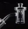 DHL NEDEST 4mm Clear Bottom Core Reactor Quartz Banger Gavel Nail With Glass UFO Colored Carb Cap för oljeriggar Glasvattenledningar