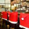 Capas de Natal Papai Noel Hat chapéu de xmas Cadeira de jantar Tampa Decoração de mesa de ano novo Festa de festas