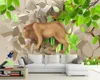 아이를위한 3d 벽지 room3d 만화 동물 사자 아름 다운 어린이 방 벽화 사용자 정의 3D 동물 벽지