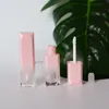 5pcsLot 4ml Mini Empty Refillable Square Bottles Pink Gradient Color Plastic Lip Gloss Tube with Lipstick Brush Pipe Balm DIY Gla6904373