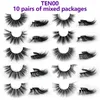 10pair/set mixed Eyelashes 3D Faux Mink Eyelashes Natrual Long Eye Lashes 100% Cruelty Free False Lash Reusable