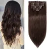 Haute Qualité Cuticule Aligné Cheveux Clip De Cheveux Humains Dans Les Extensions Clip Extensions De Cheveux Brun Noir 14 À 26 Pouces Factory Outlet Pas Cher