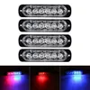 1x Red Blue 6 LED Slim 12V 24V 24LED Strobe Light Car Moto Trucks LED Sida Marker Lampor Blinkande Varning Lampor Lampor