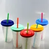 Paillettes 5pcs lot 24 oz de tasses en plastique avec paille de couvercle 710 ml réutilisable pp tasse de café arc-en-ciel couleur évolution des bouteilles d'eau froide boisson magique