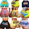 Designer mulheres calças de ioga de tamanho grande gordo sexy slim let letras vermelhas imprimidas desenhos animados shorts novos verão e outono senhoras calças quentes 17