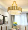 Modern LED Crystal ljuskrona för vardagsrum sovrum kök ljuskronor lyx guld rund kedja ljus armaturer