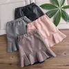 Autumn Ins Designs Little Girls kjolar Designer Korea Style Ruffles Pu Leather Summer280J4823521