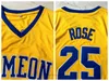 Derrick Rose #25 Simeon Zack Morris Basketball Jersey High School Movie Jerseys Blue Yellow Gray 100% ED-maat S-XXL topkwaliteit