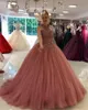 Glamorös Halter Quinceanera Sweet 16 klänningar Applique 3D Flowers Pleated Tulle Empire midja Prom Dress Party Formella klänningar C90