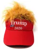 US-Stock-Partei-Hüte Trump Cap mit Spitz-Fälschungs-Haar-Perücke Solid Color Einstellbare Sonnenblende Hut Hip Hop Street Geschenk