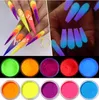 1 caixa néon fluorescente prego pó prego glitter brilho em escuro colorido cromo pigmento glimmer poeira nail art decoração