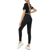 lu yoga soutien-gorge de sport femmes sous-vêtements t-shirt à manches courtes avec coussinet de poitrine chemise de sport coupe ajustée en cours d'exécution haut de fitness match pour le yoga 3713123