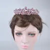 Nueva moda barroca de lujo de cristal rosa corona nupcial Tiaras mujeres diadema Tiaras para niña novia accesorios para el cabello de boda Y200807198d