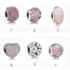 S925 Sterling Silver Beads Pandora Charms Bracelet Love Pink Crystal DIY Bead For Bracelets Jewelry