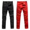 Calças de jeans masculinas 3 Cores Mens Calças Zíper Buraco Calças Cool para Guys 2021 Europe America Estilo Plus Size Rasgado Masculino