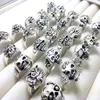 Bulk lots 100pcs Men Skull Rings 2020 New Gothic Biker Punk Cool Rings Whole Fashion Jewelry Lot5155205