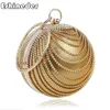 New-Clutch Bags Nova Rodada Strass Handmade Wedding Bag Golden Tassel Diamantes Bolsa De Poste