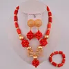 Perles de corail d'Afrique rouge Nigérian Collier Coral Collier Ensemble de bijoux 20c50