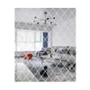 Diamantmönster Spegel Vägg Klistermärke DIY Living Room Decor 3D Spegel Vägg Klistermärken Heminredning Hantverk DIY Tillbehör Y200102