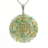 Raw Quartz Round Polygon Coin Pendant Necklace for Women Men Stone Crystal Circle Disc Pendants Jewelry