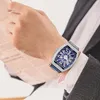 Elegante blu fashion designer di lusso diamante cinturino in pelle di alligatore calendario data batteria al quarzo orologi per uomo donna2319